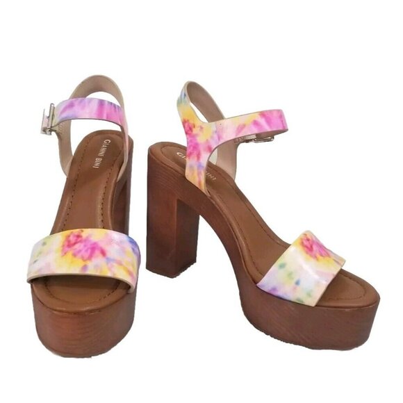 Gianni Bini Women's size 8 M Chunky High Heels Sandals Shoes Tie Dye 211 - Picture 1 of 6